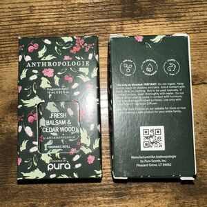 2 NIB Pura scents Anthropologie Fresh Balsam & Cedar Wood 2pk home scent refills